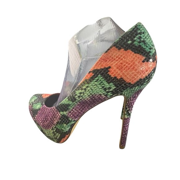 Steve Madden Multi Color Nala Platform Almond Toe Heels, Sz 11 Faux Snake Dressy - Picture 8 of 9